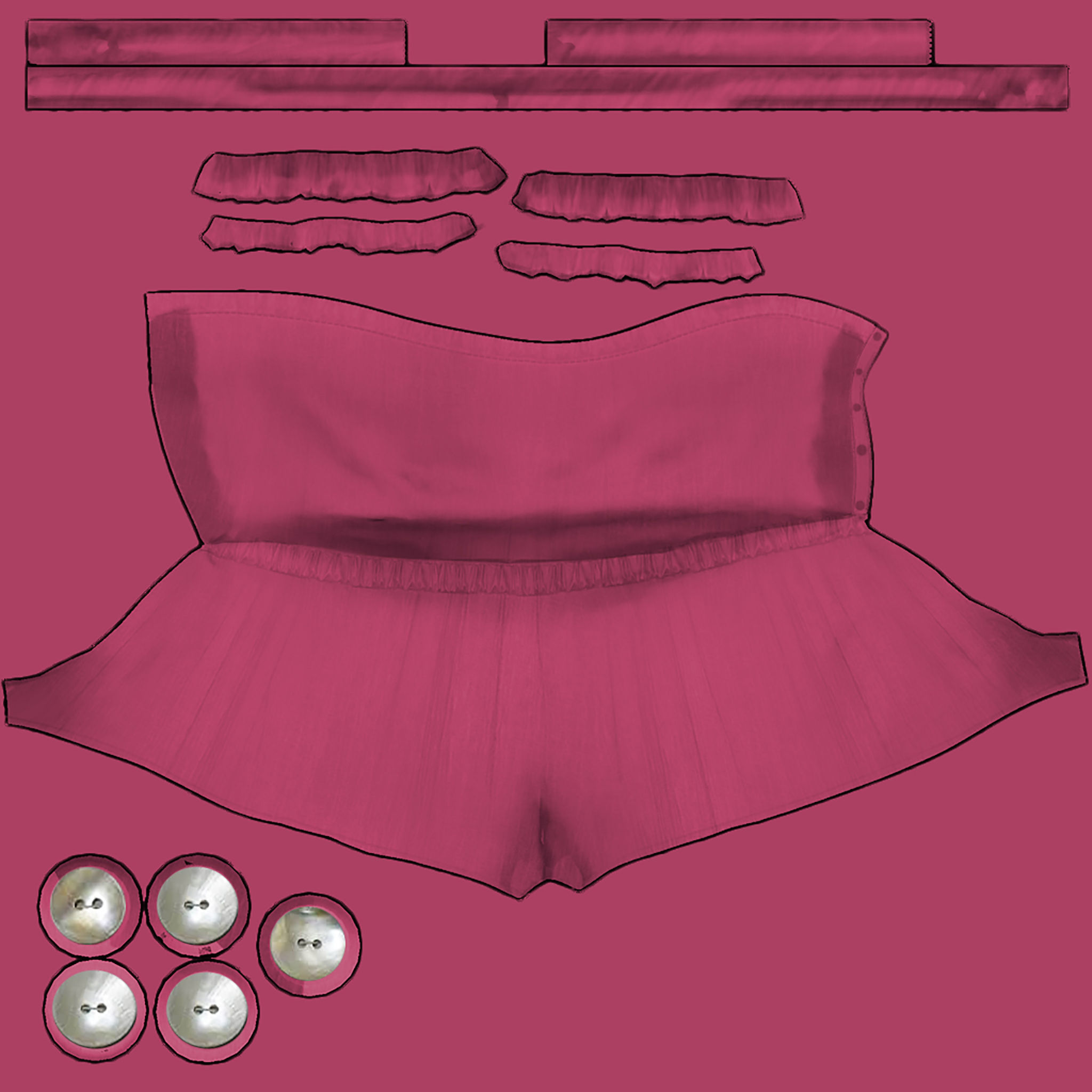 Strapless Romper Suit Low-poly 3D model_13