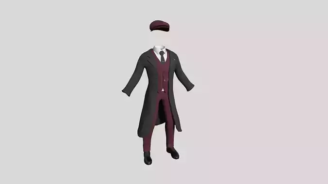 Gentleman Outfit 08 Black Red - Character Design Fashion Low-poly 3D model