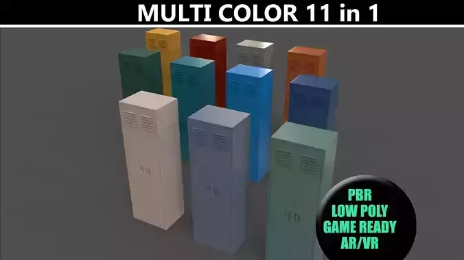 PBR School Gym Locker 09 - Multi color Pack 3D Model Collection
