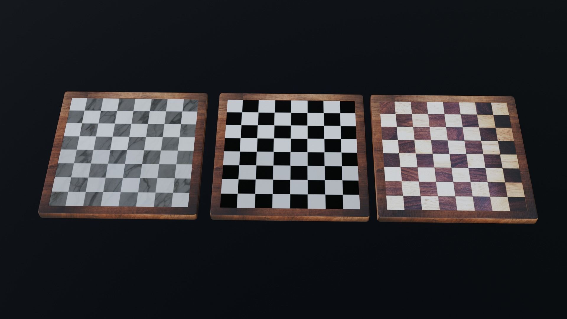 Chess set- 3 different textures Low-poly 3D model_2
