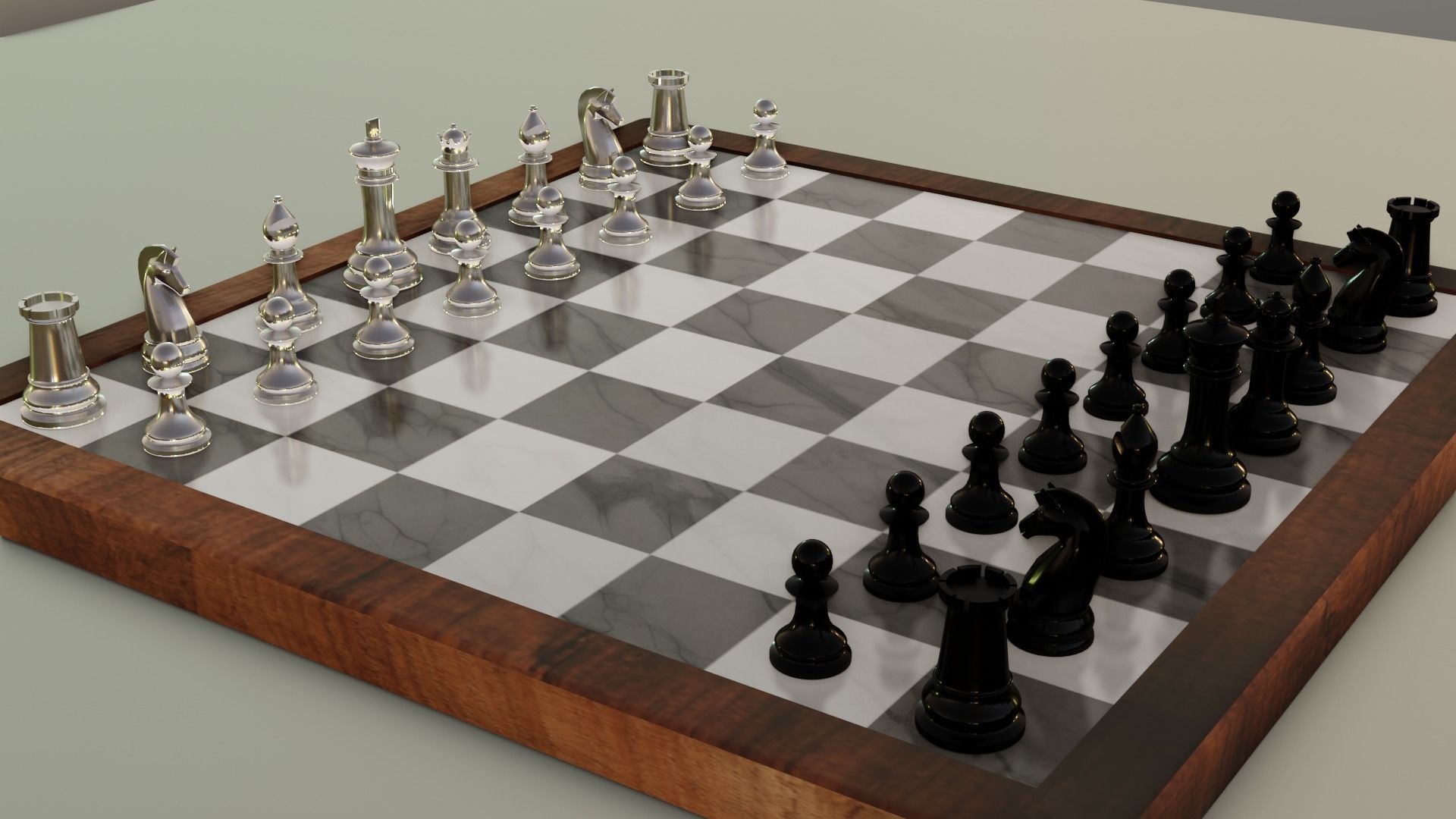 Chess set- 3 different textures Low-poly 3D model_6