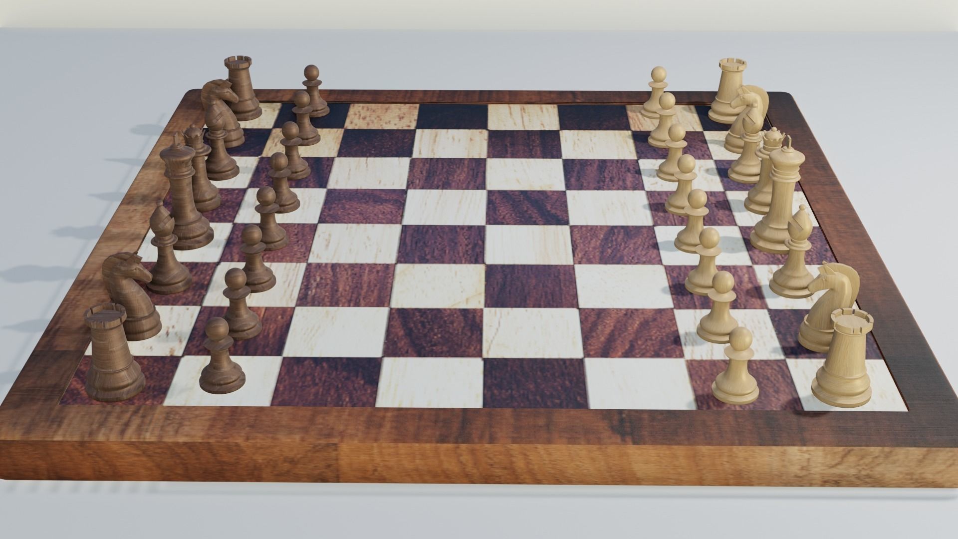 Chess set- 3 different textures Low-poly 3D model_7