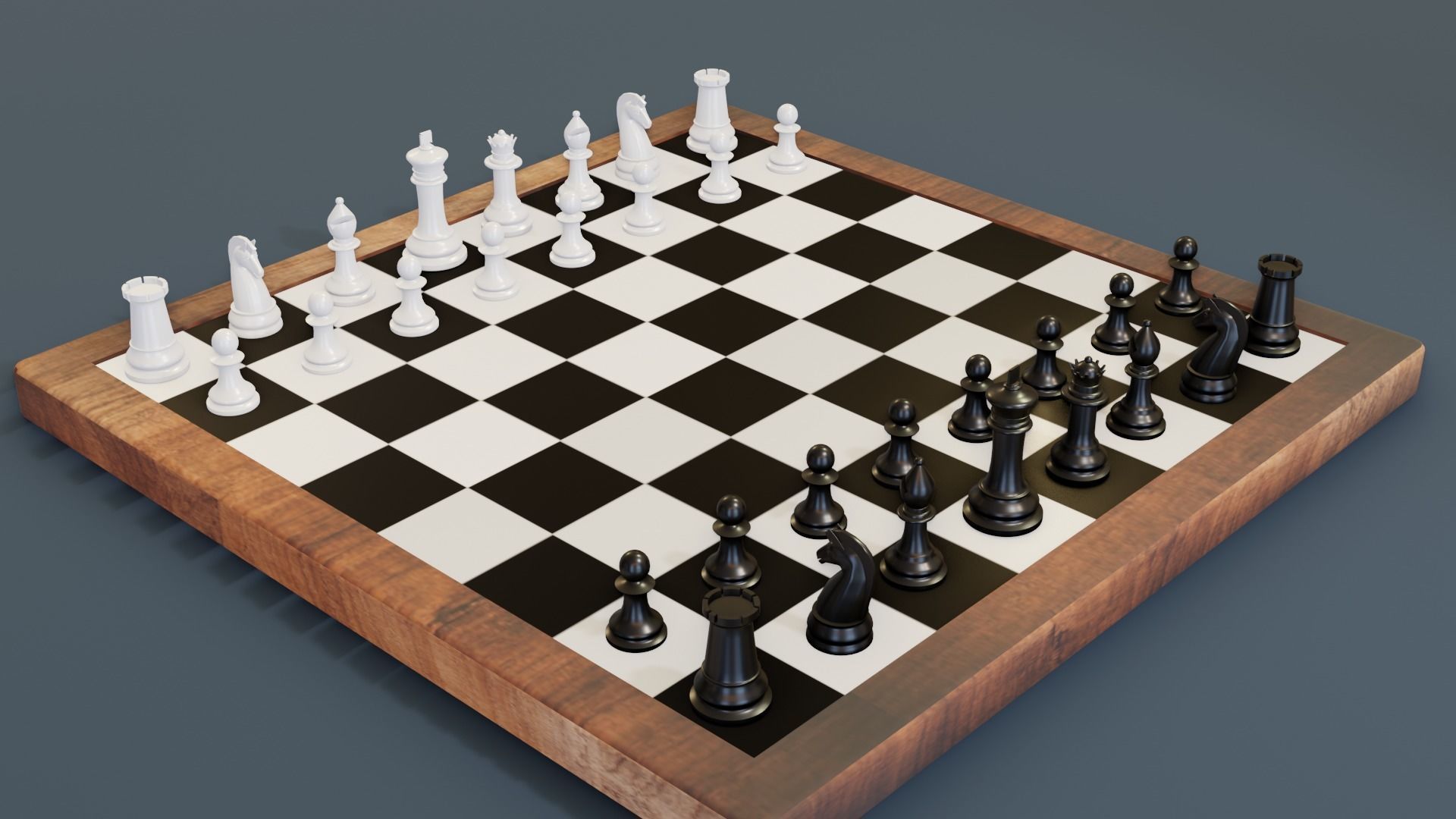 Chess set- 3 different textures Low-poly 3D model_5