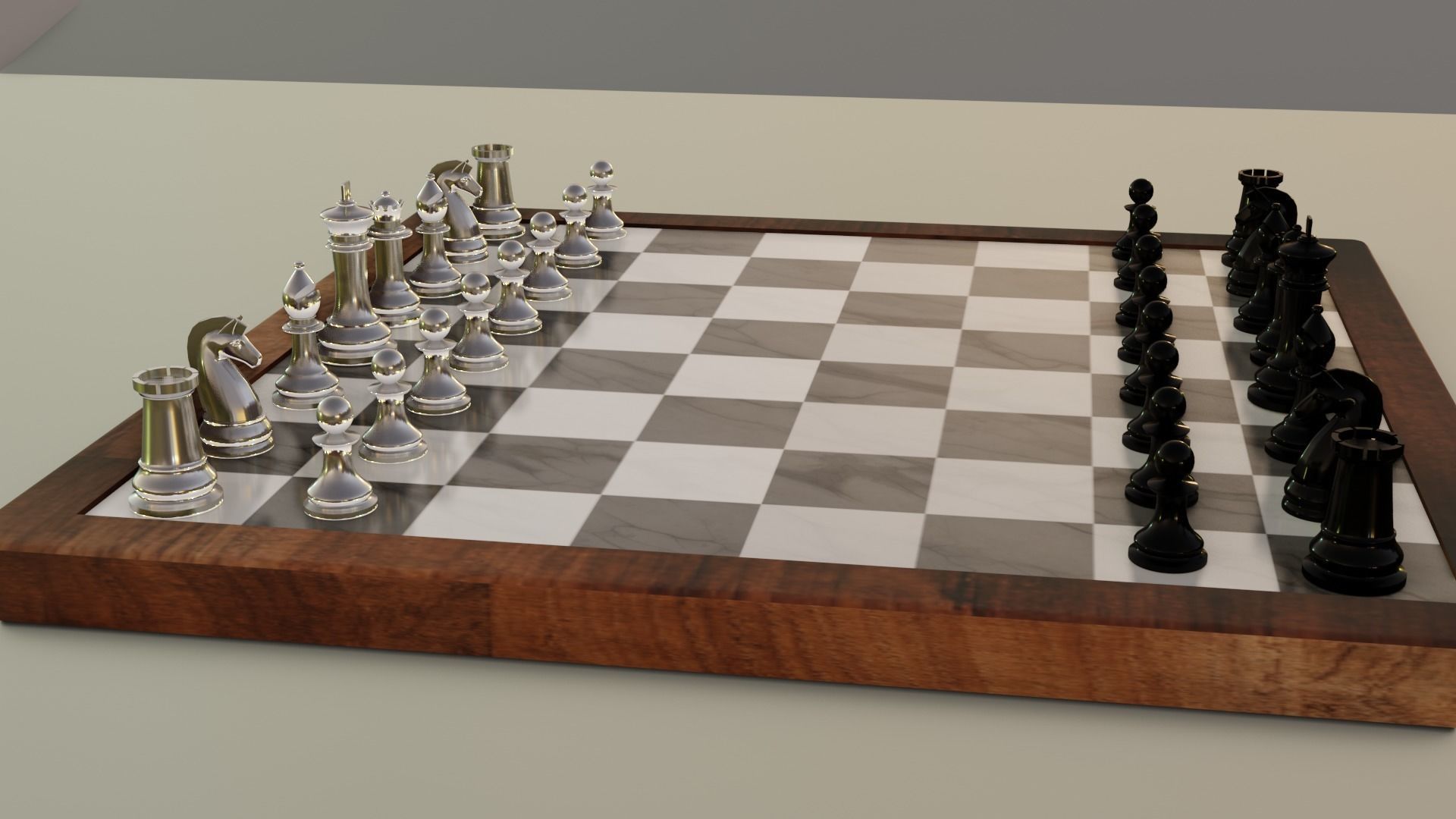Chess set- 3 different textures Low-poly 3D model_8