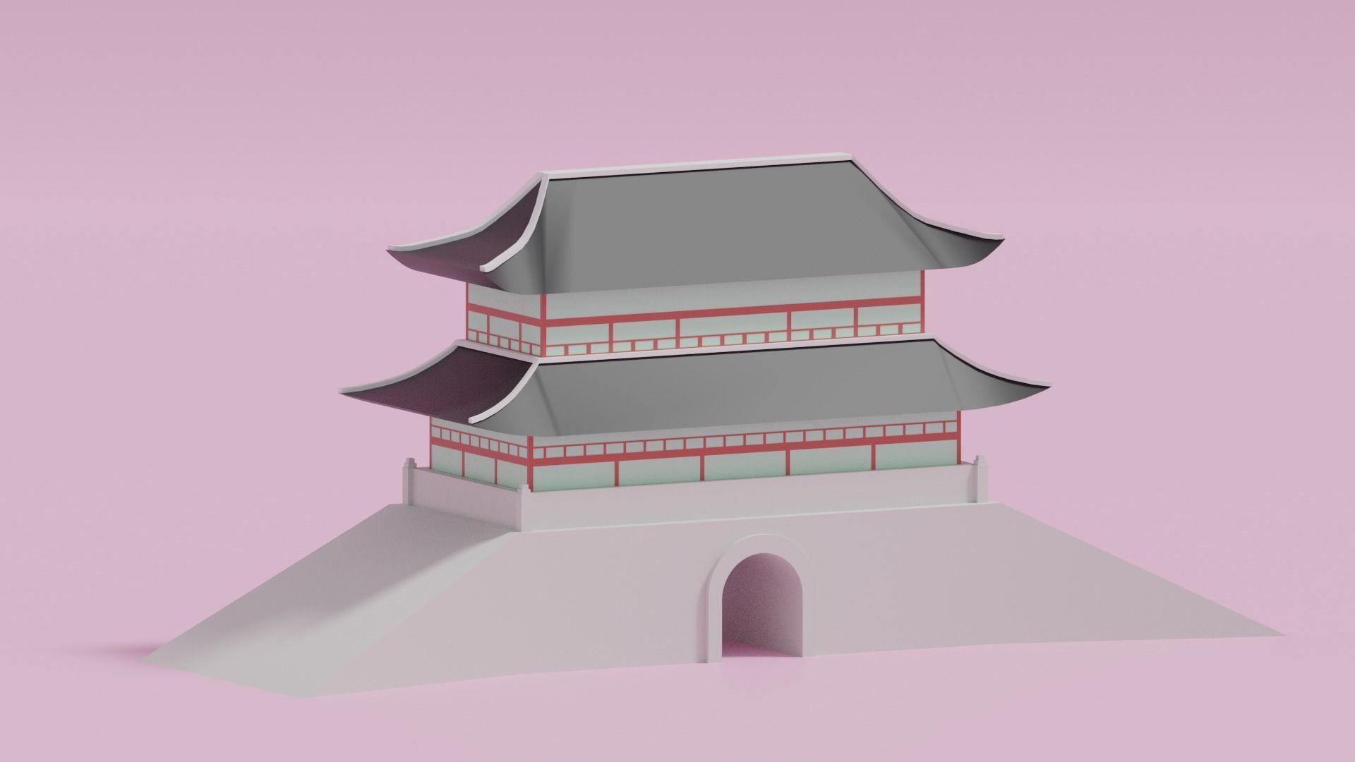 Sungnyemun Namdaemun Gate Low-poly 3D model_15