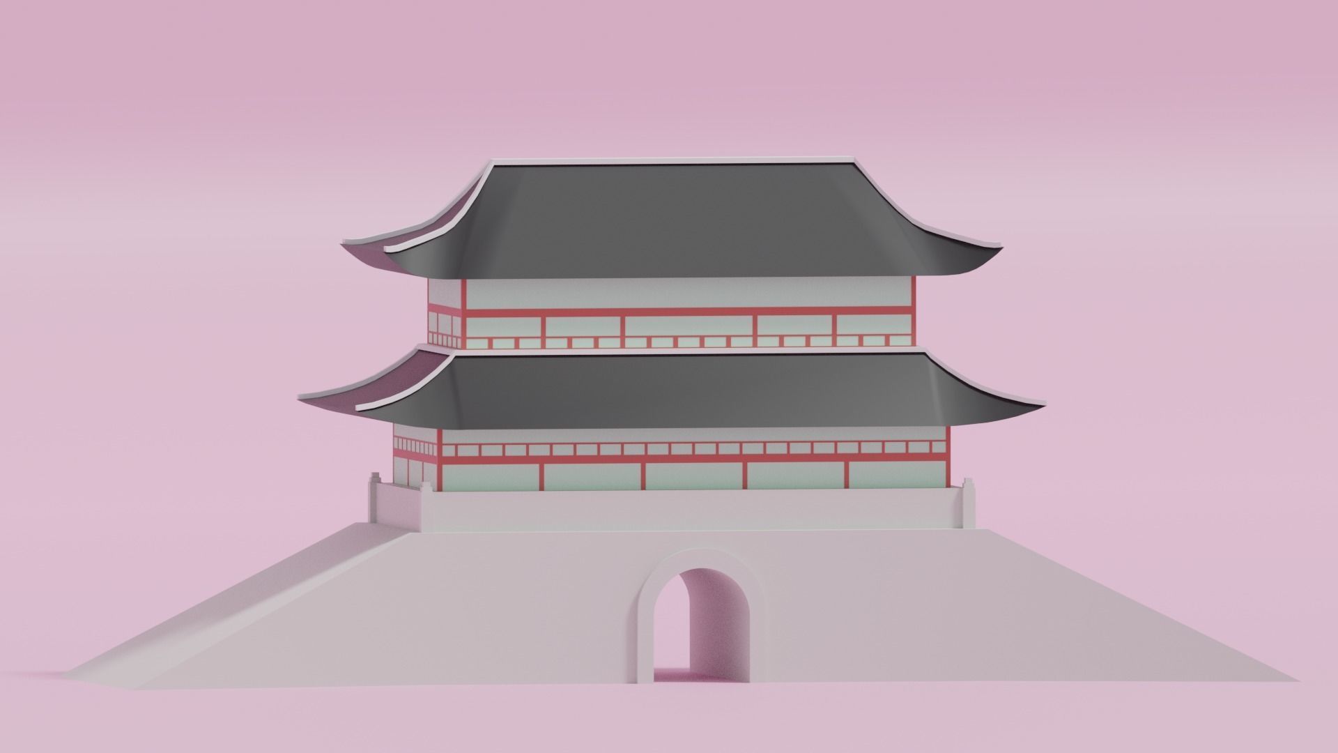 Sungnyemun Namdaemun Gate Low-poly 3D model_7