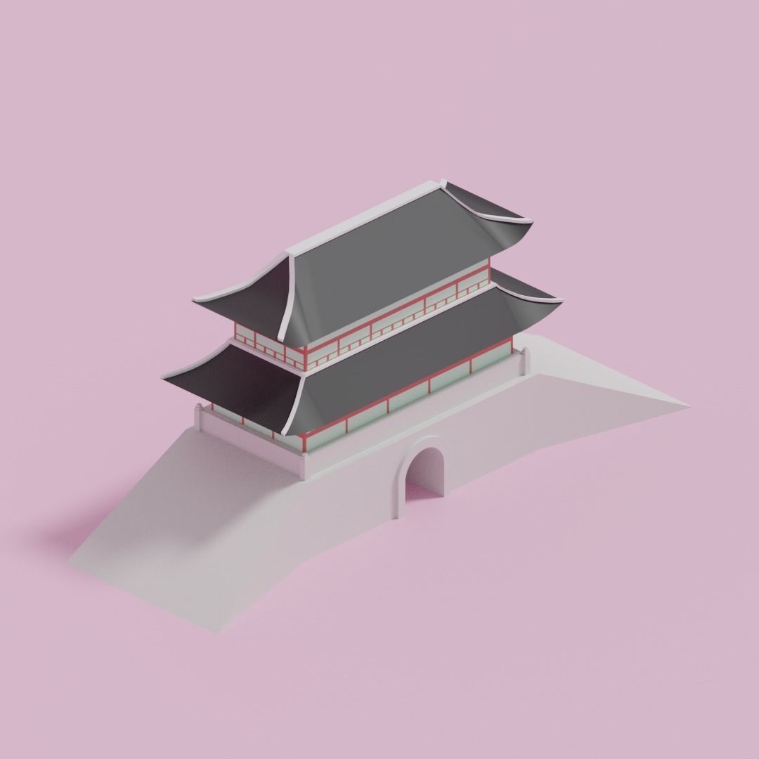 Sungnyemun Namdaemun Gate Low-poly 3D model_11