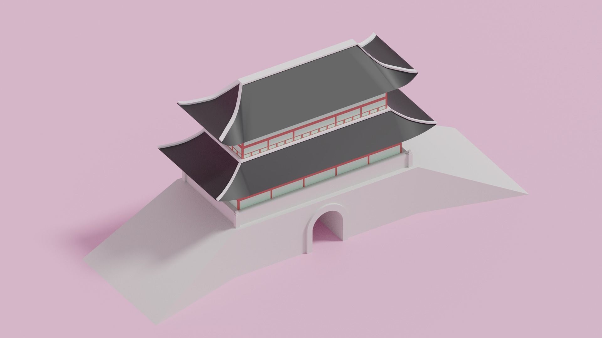Sungnyemun Namdaemun Gate Low-poly 3D model_4