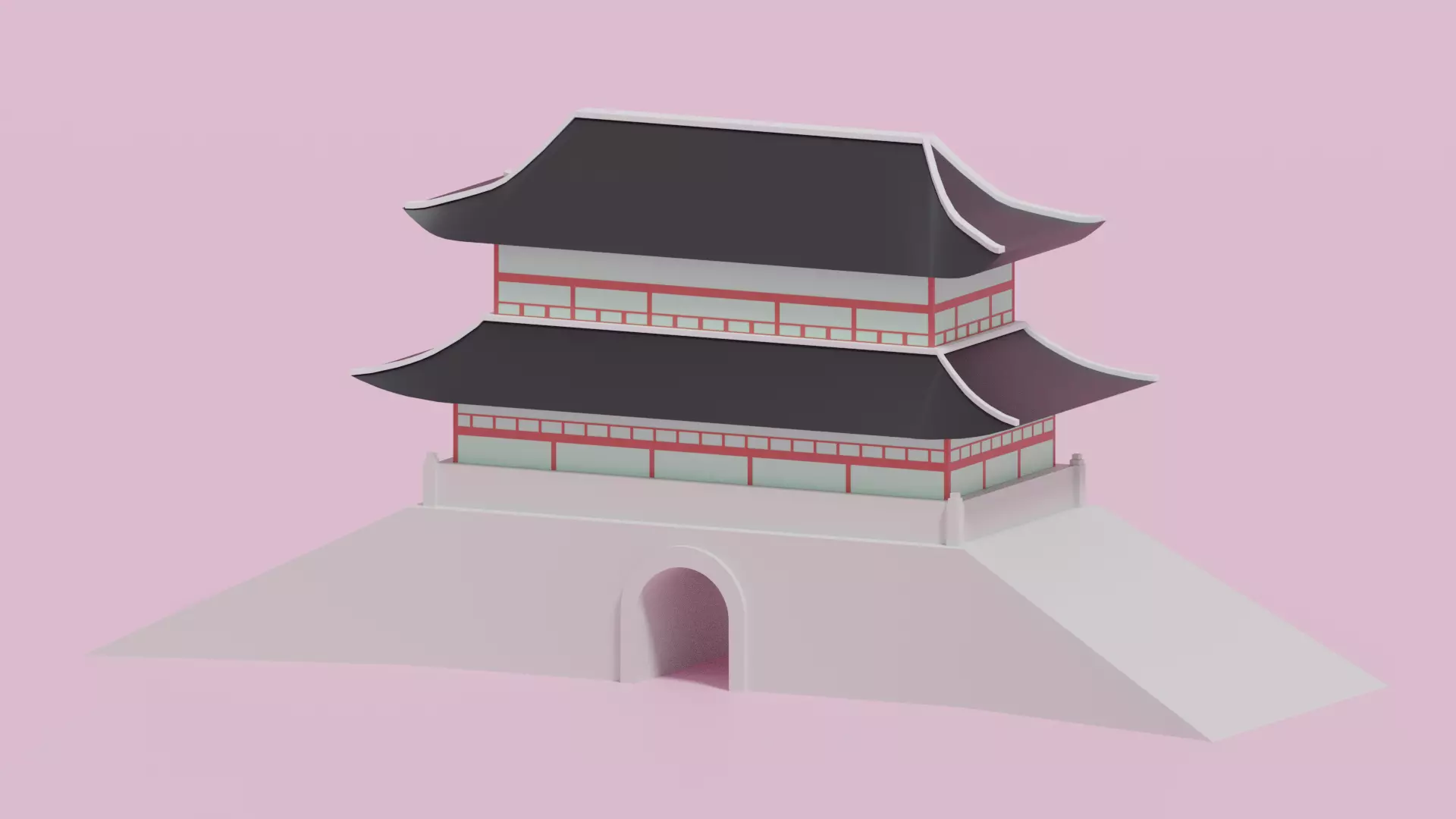 Sungnyemun Namdaemun Gate Low-poly 3D model_0
