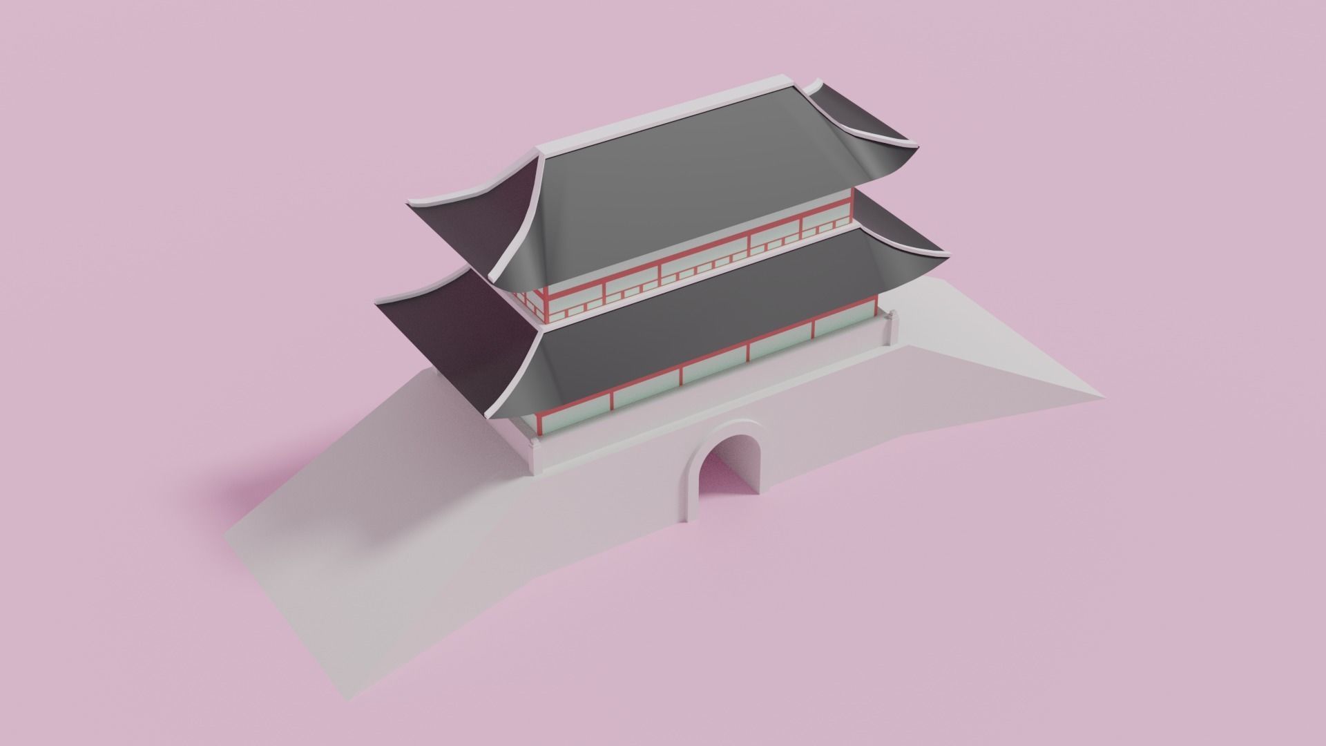 Sungnyemun Namdaemun Gate Low-poly 3D model_5