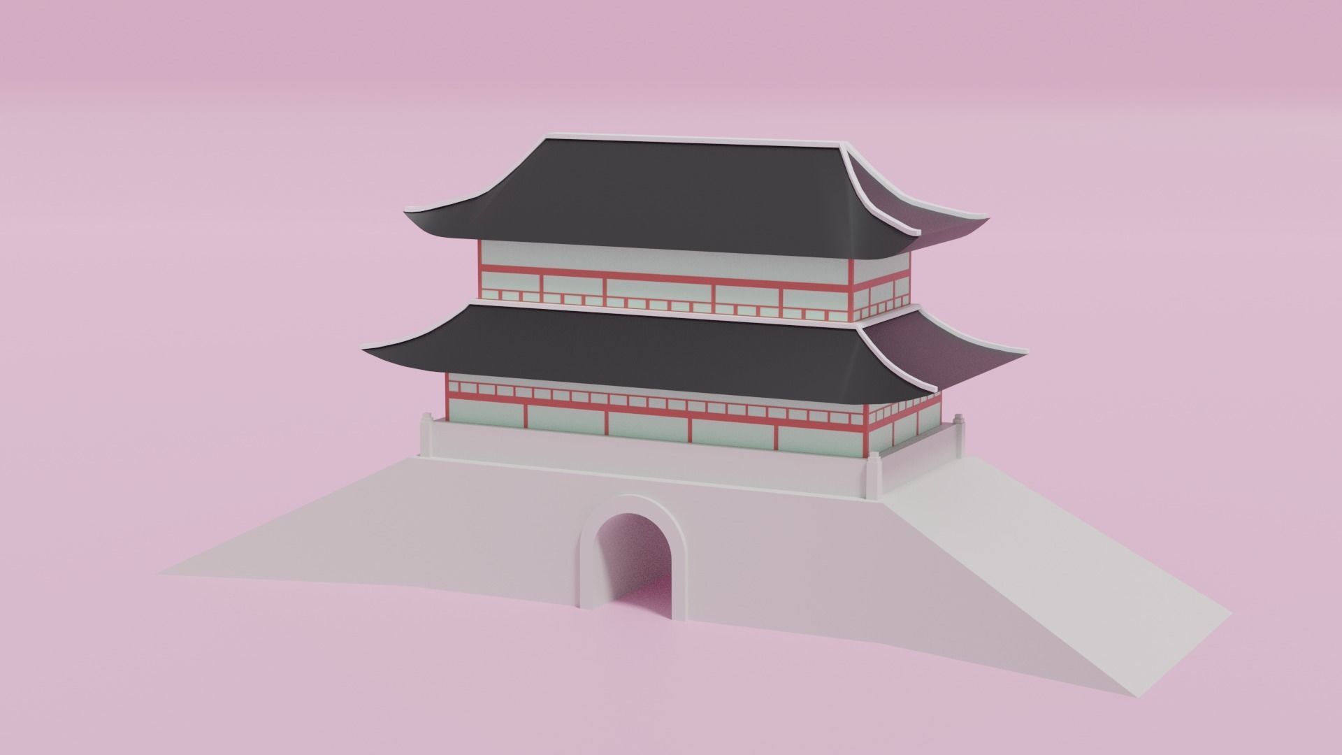 Sungnyemun Namdaemun Gate Low-poly 3D model_1