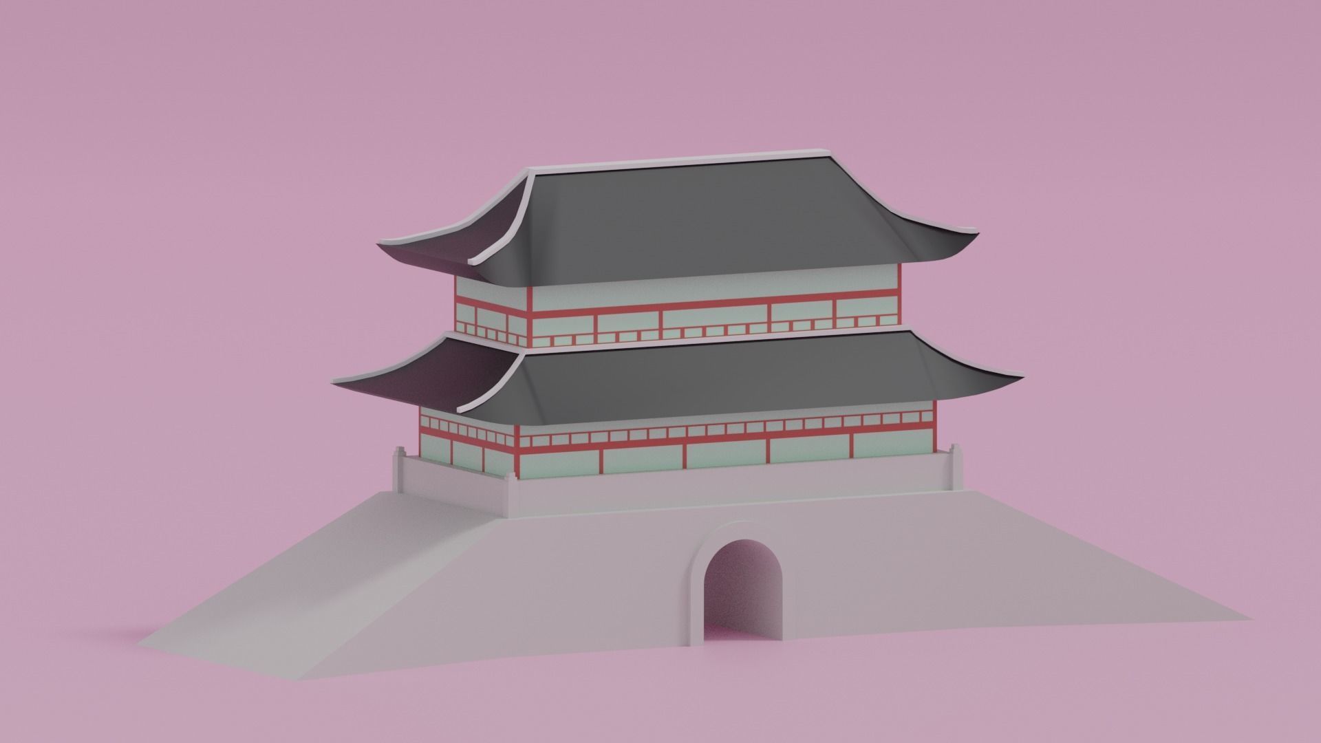 Sungnyemun Namdaemun Gate Low-poly 3D model_6
