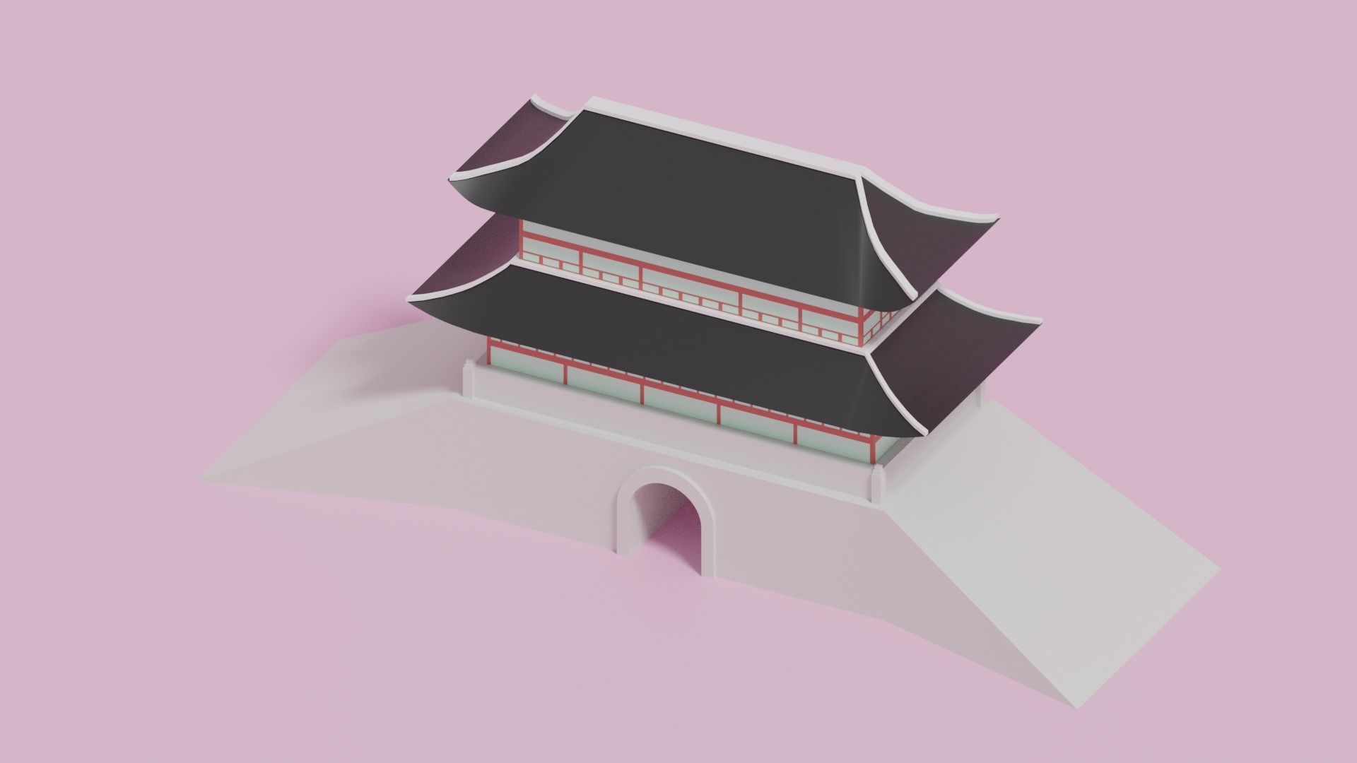Sungnyemun Namdaemun Gate Low-poly 3D model_2