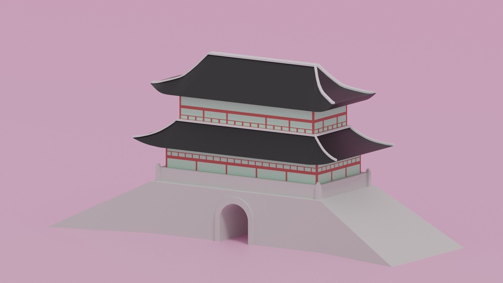 Sungnyemun Namdaemun Gate Low-poly 3D model_16