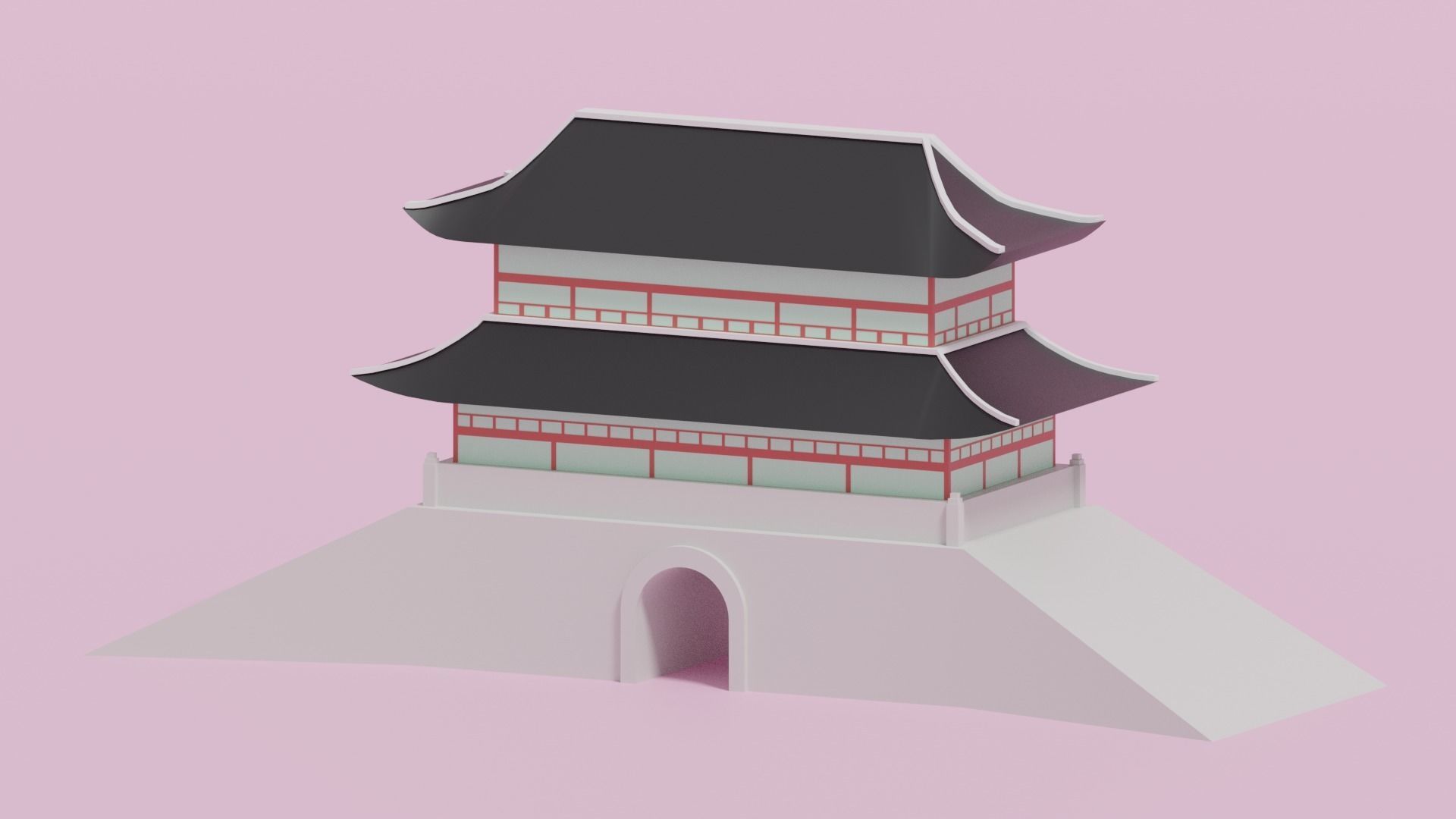 Sungnyemun Namdaemun Gate Low-poly 3D model_13