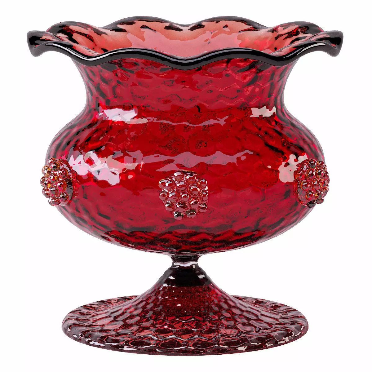 Salviati Murano Red Art Glass Pedestal Bowl circa 1950 1960 3D model
