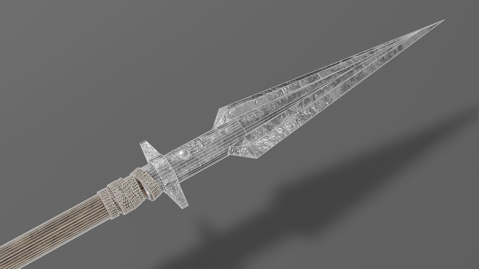 Medieval spear 1 Low-poly 3D model_6