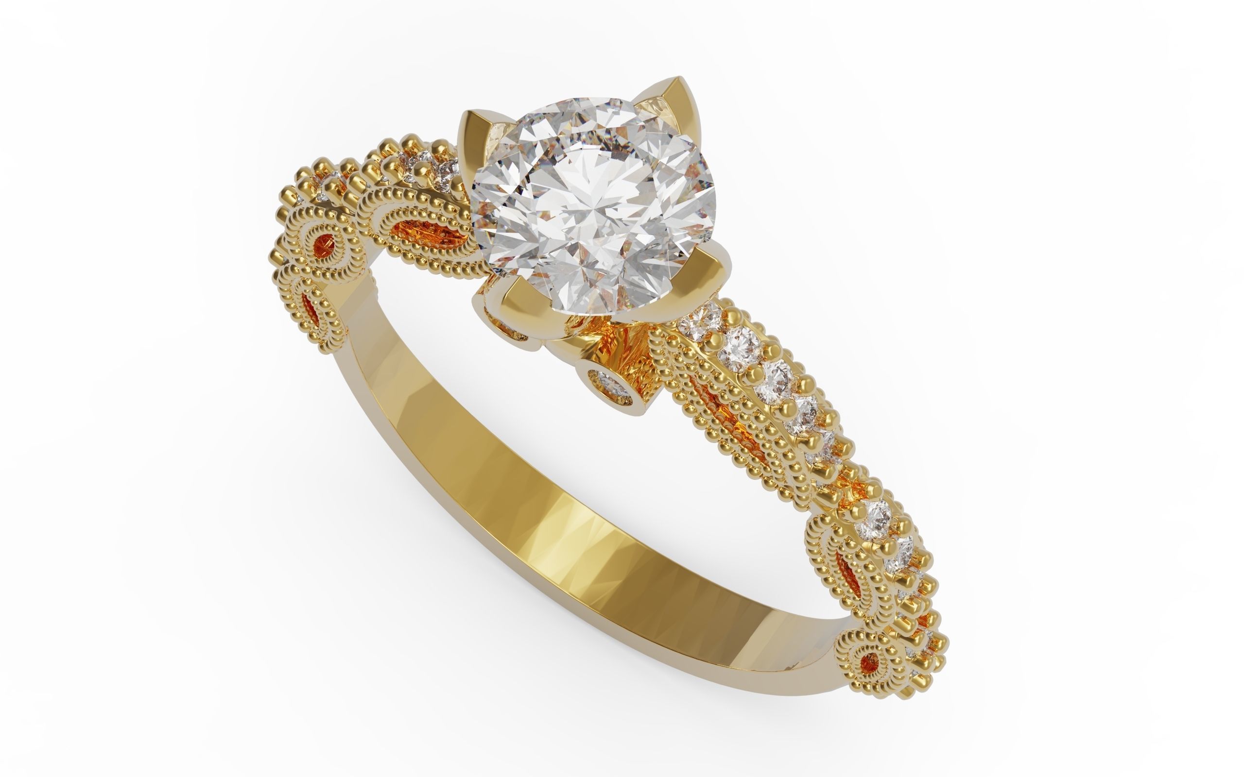 Solitaire Ring 3D print model_3