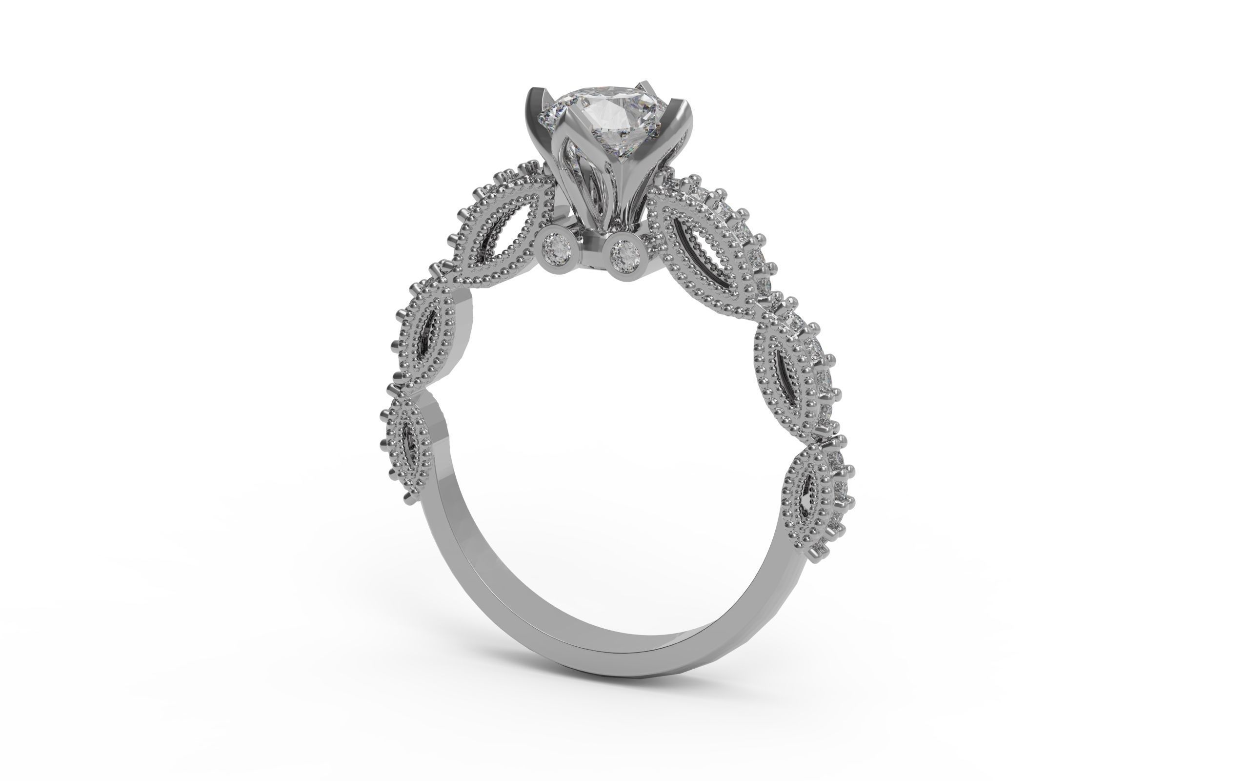 Solitaire Ring 3D print model_2