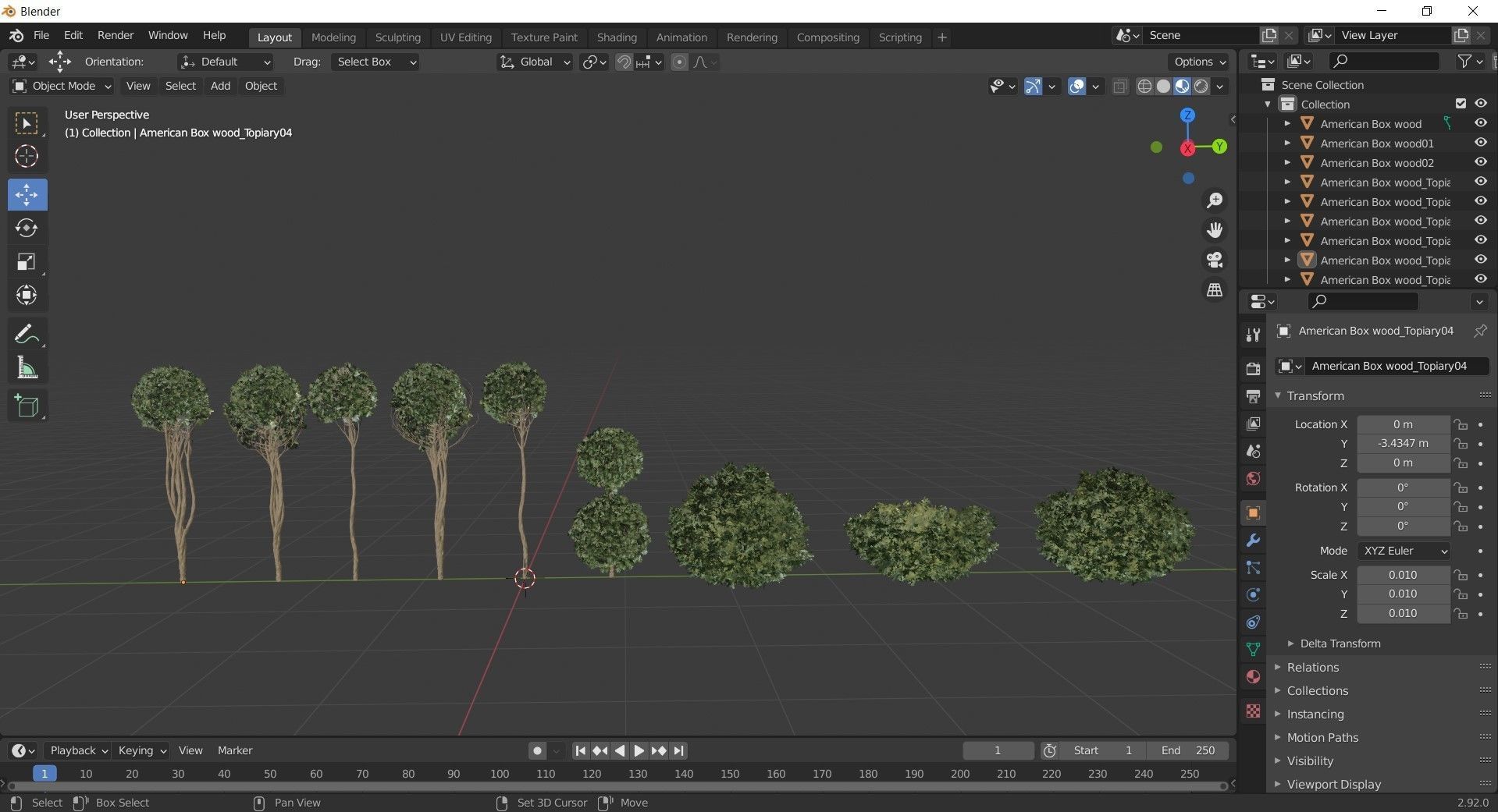 9 Diffrent bush American Box wood 3D model_3