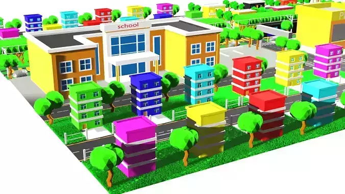 low poly CITY BUILDING 