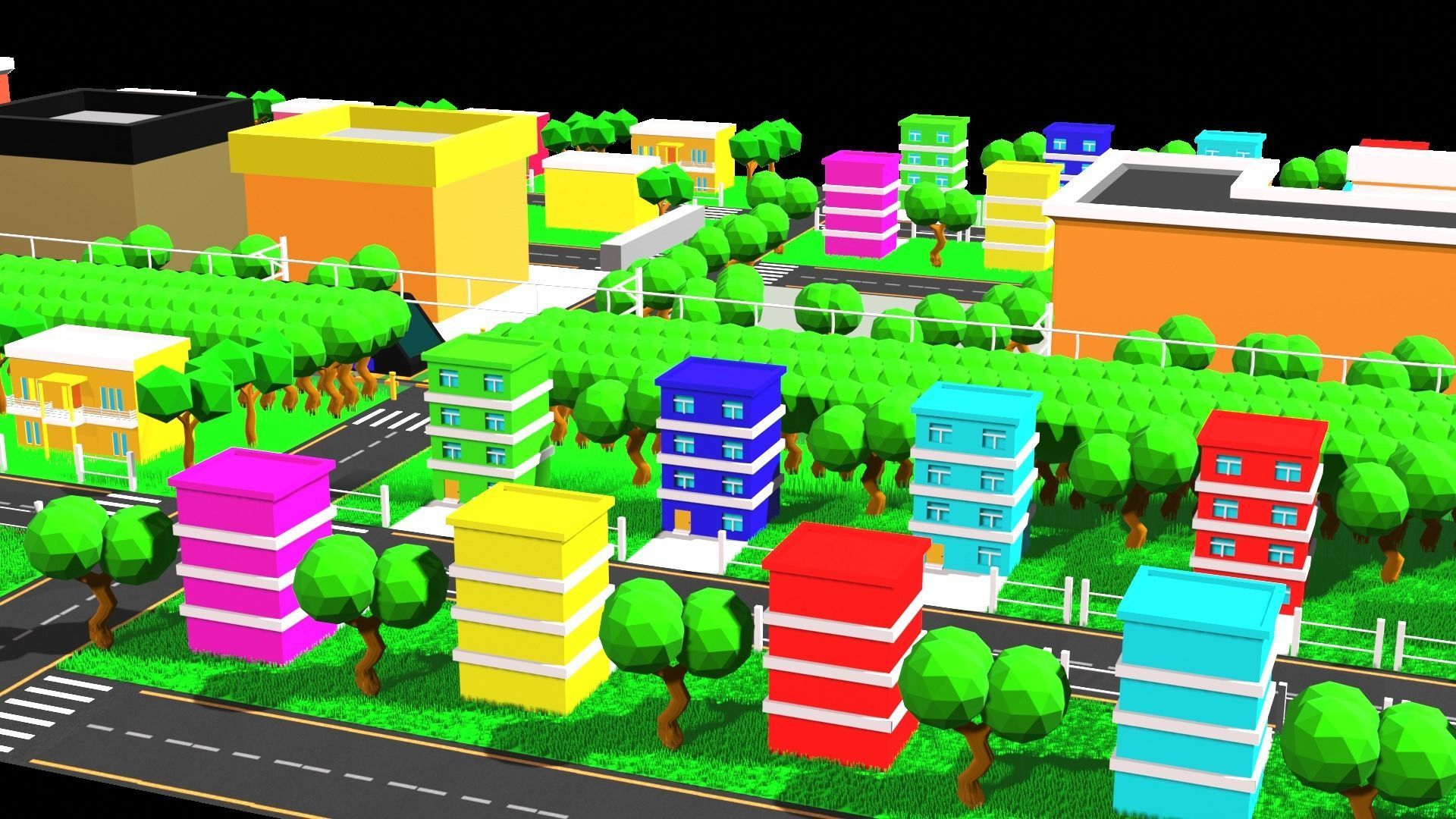 low poly CITY BUILDING Free low-poly 3D model_2