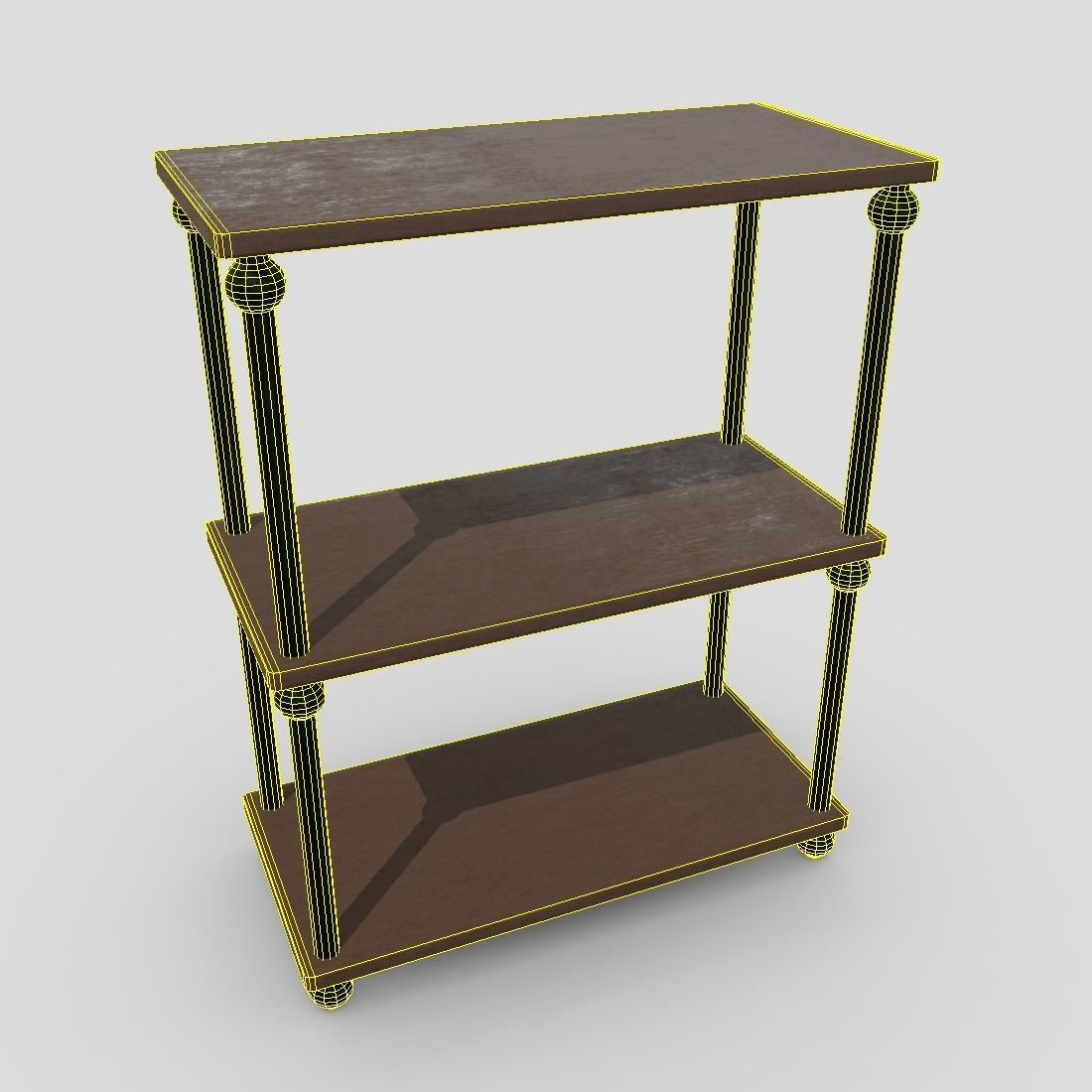 Shelf 4 three bookcase Low-poly 3D model_2