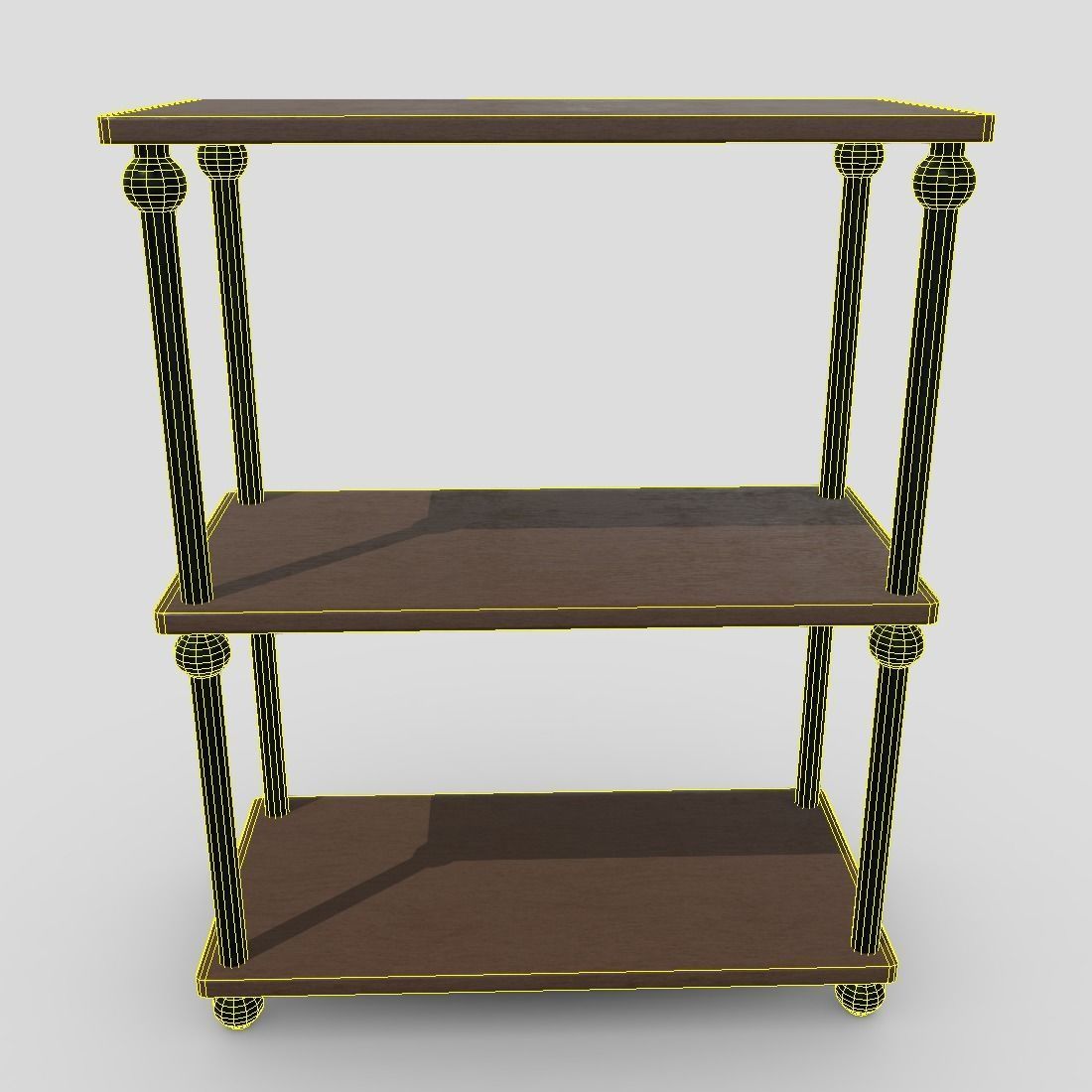 Shelf 4 three bookcase Low-poly 3D model_4