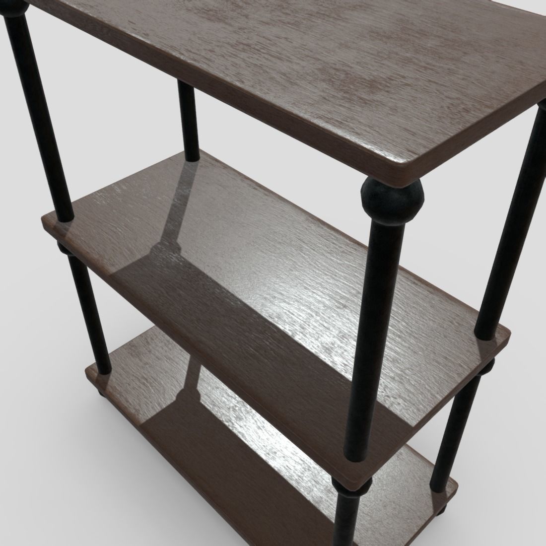 Shelf 4 three bookcase Low-poly 3D model_13