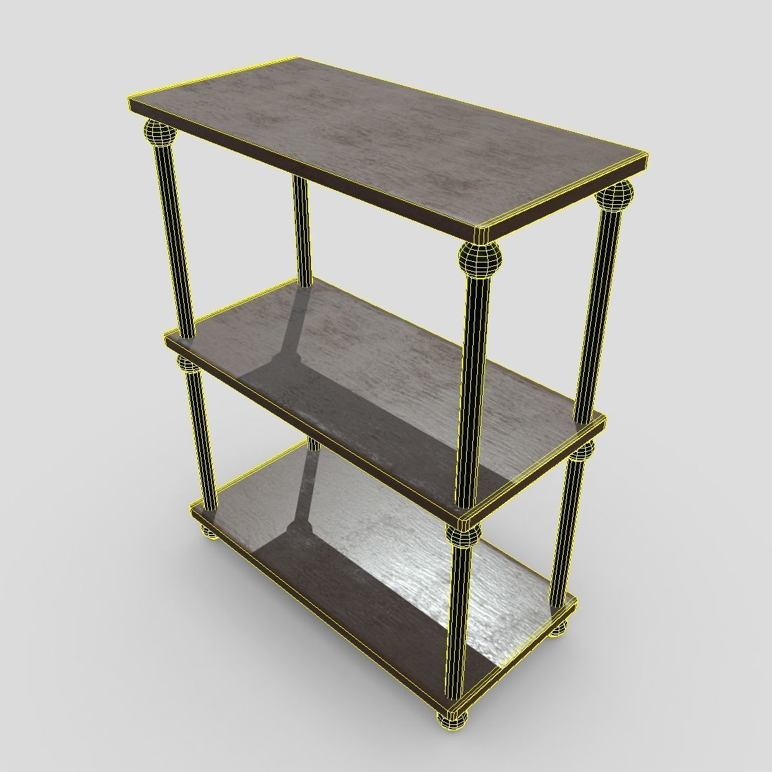 Shelf 4 three bookcase Low-poly 3D model_12