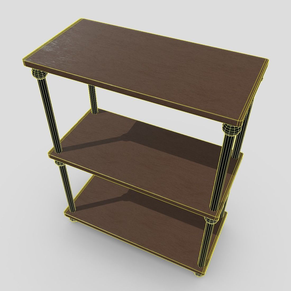 Shelf 4 three bookcase Low-poly 3D model_6