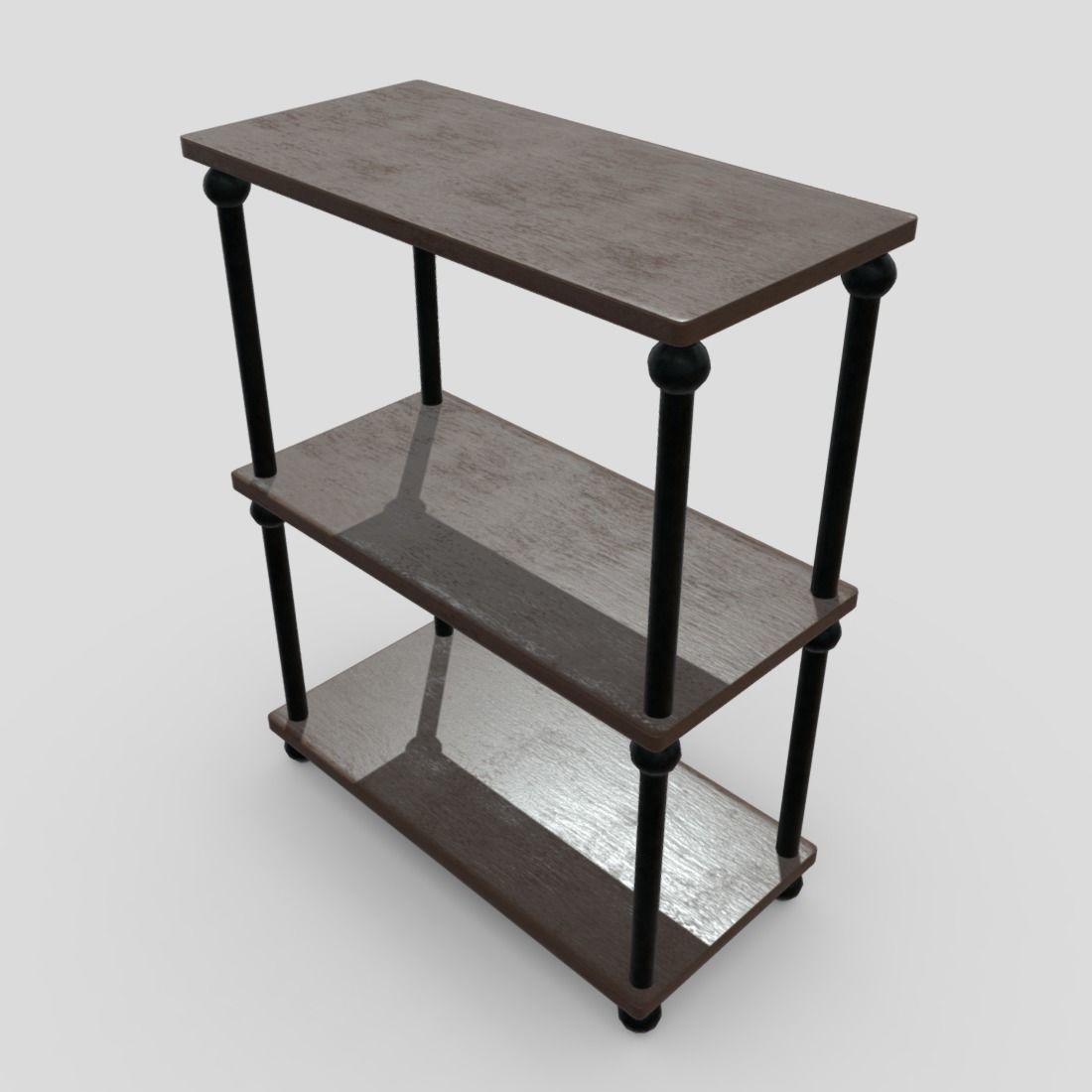 Shelf 4 three bookcase Low-poly 3D model_11