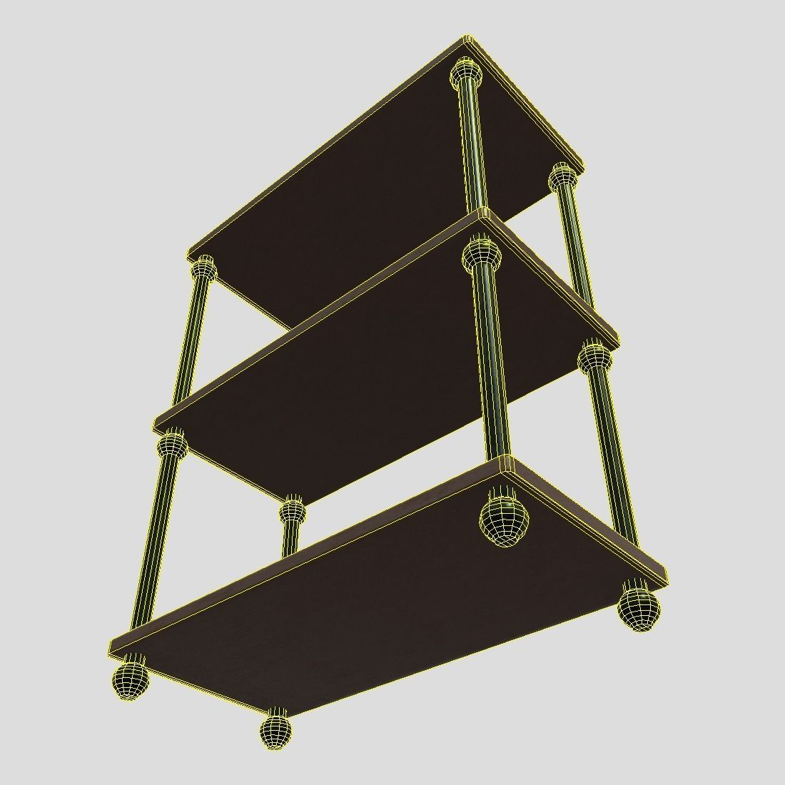 Shelf 4 three bookcase Low-poly 3D model_10