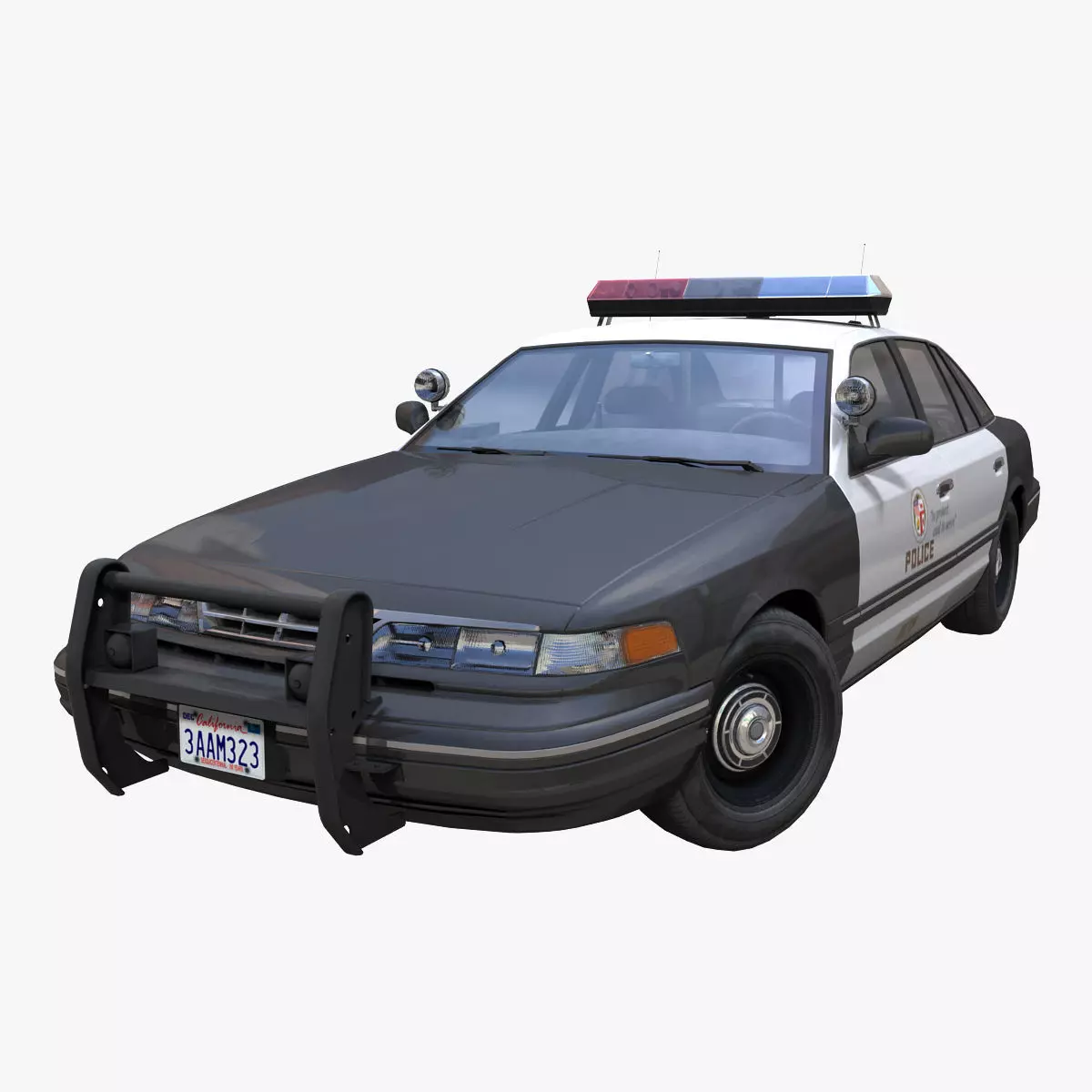 American 90s police car Low-poly 3D model