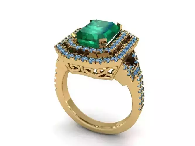 Emerald double  Halo ring  444