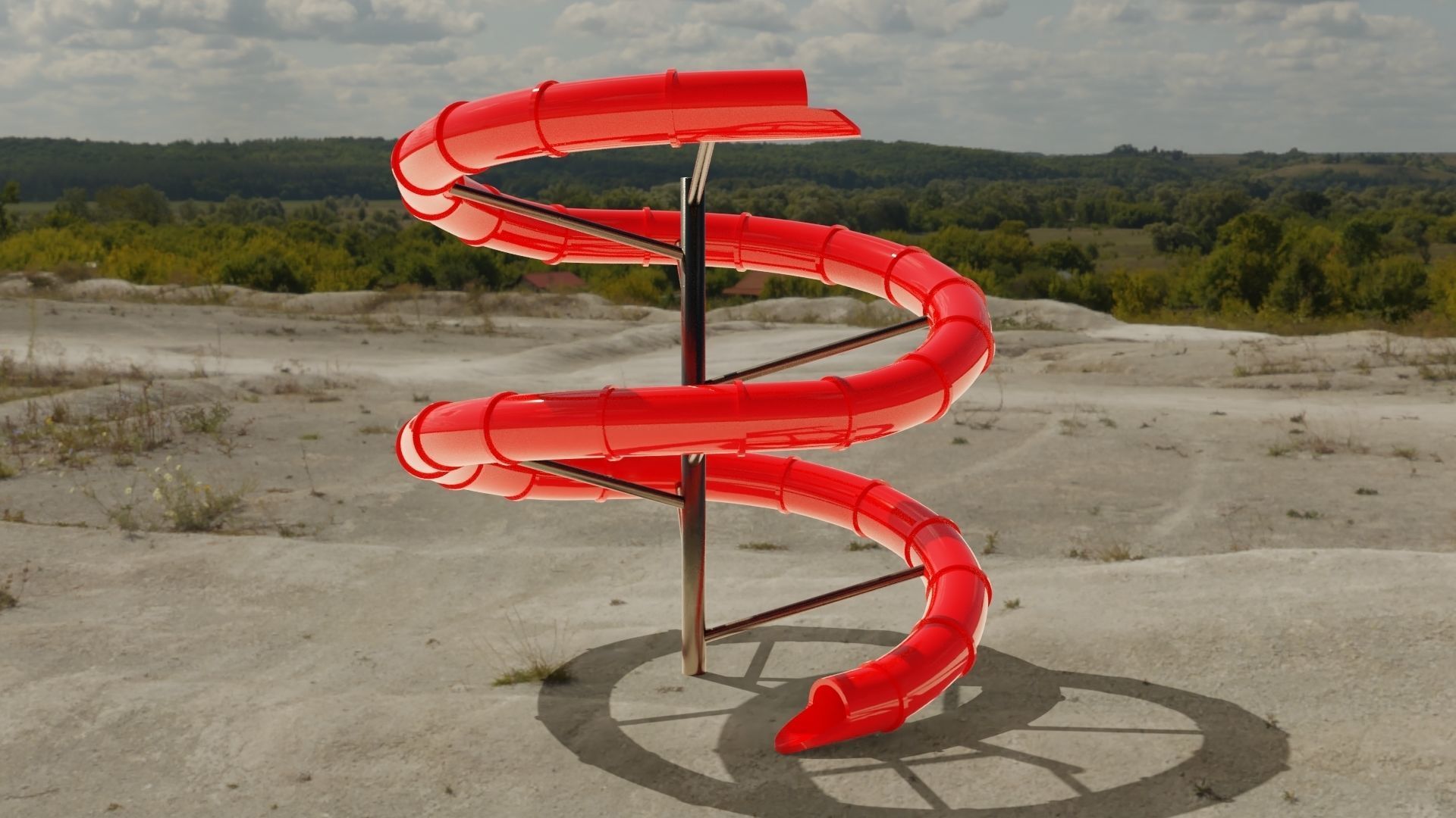 Water Slide Low-poly 3D model_2