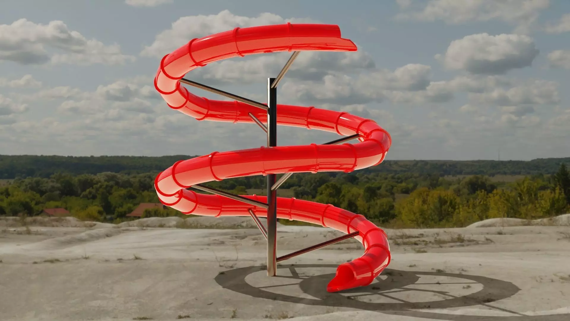 Water Slide Low-poly 3D model_0