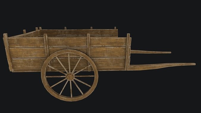 Old Wooden Cart   Low-poly 3D model 3