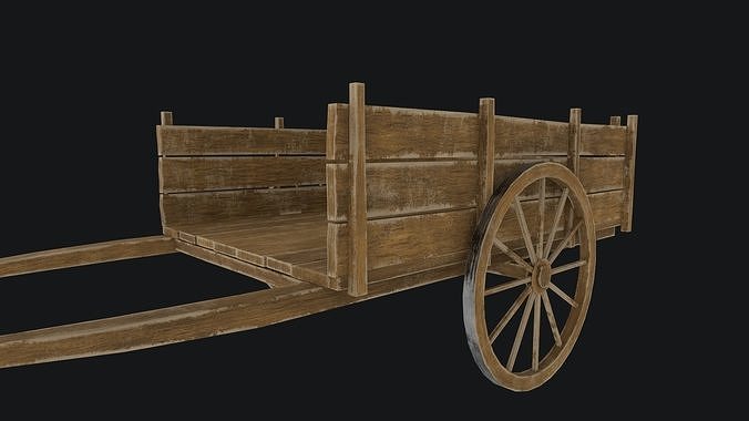 Old Wooden Cart   Low-poly 3D model 6