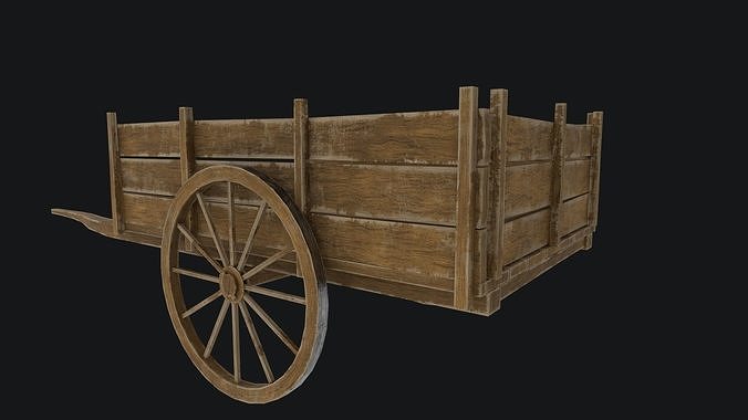 Old Wooden Cart   Low-poly 3D model 5