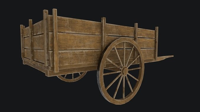 Old Wooden Cart   Low-poly 3D model 4