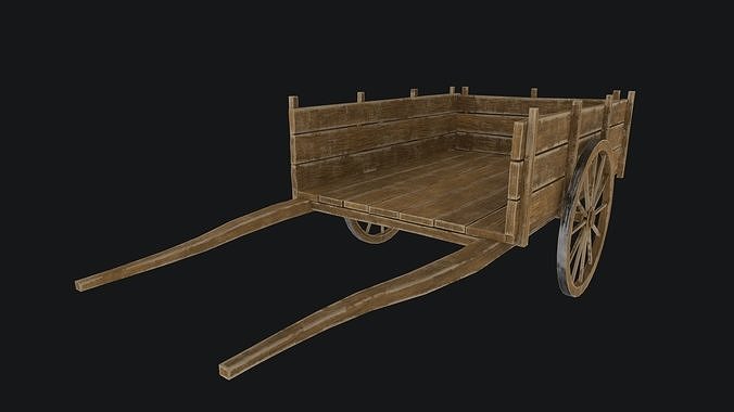 Old Wooden Cart   Low-poly 3D model 7