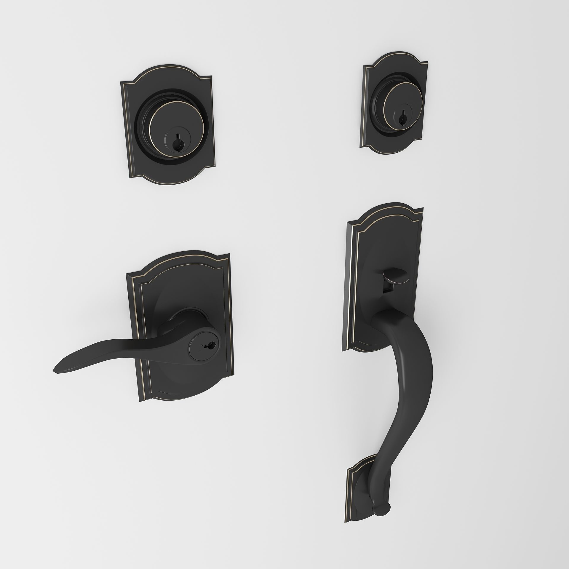 Door Handle in Black 3D model_3