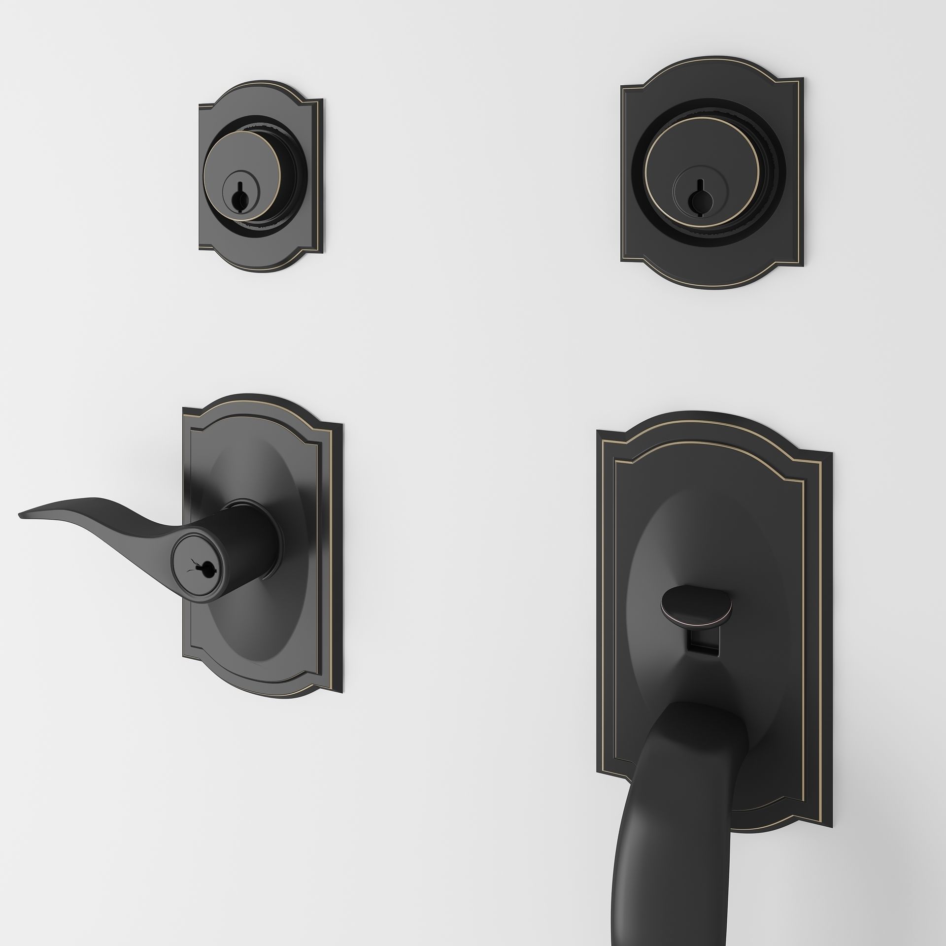 Door Handle in Black 3D model_2