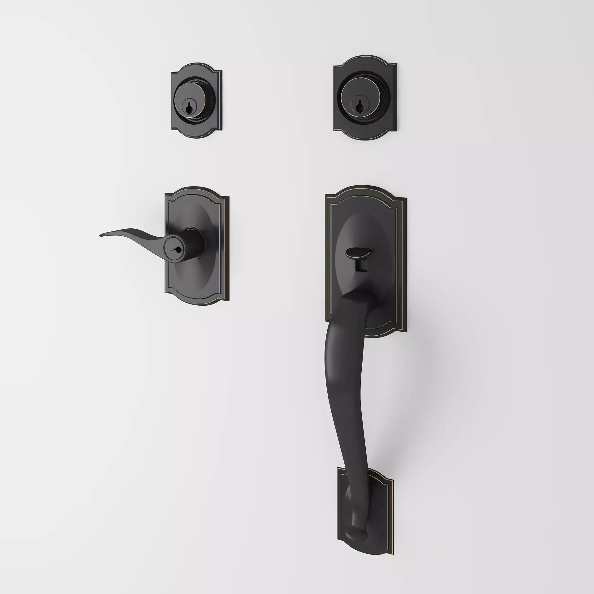 Door Handle in Black 3D model_0