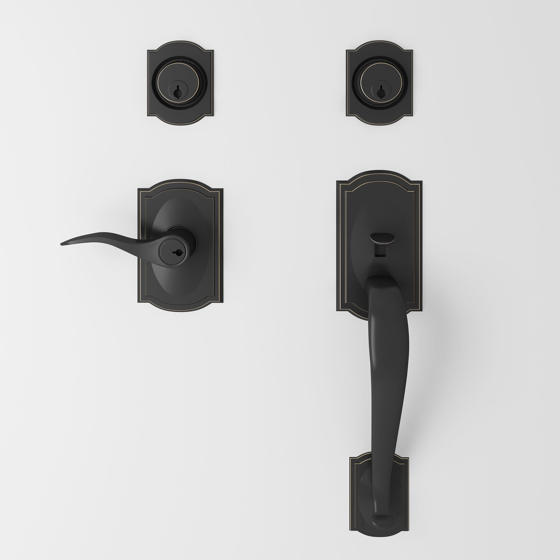 Door Handle in Black 3D model_1