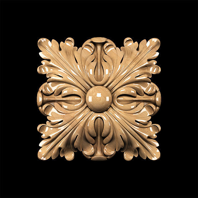 Carved rosette classic style 3D model_3