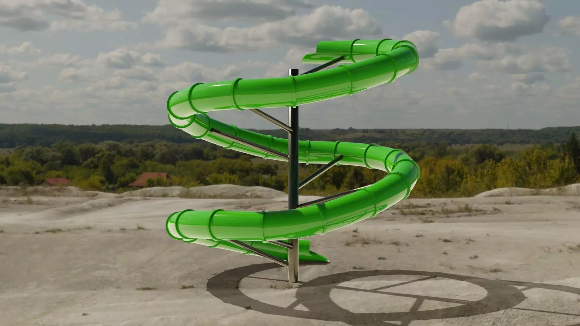 Water Slide Low-poly 3D model_0