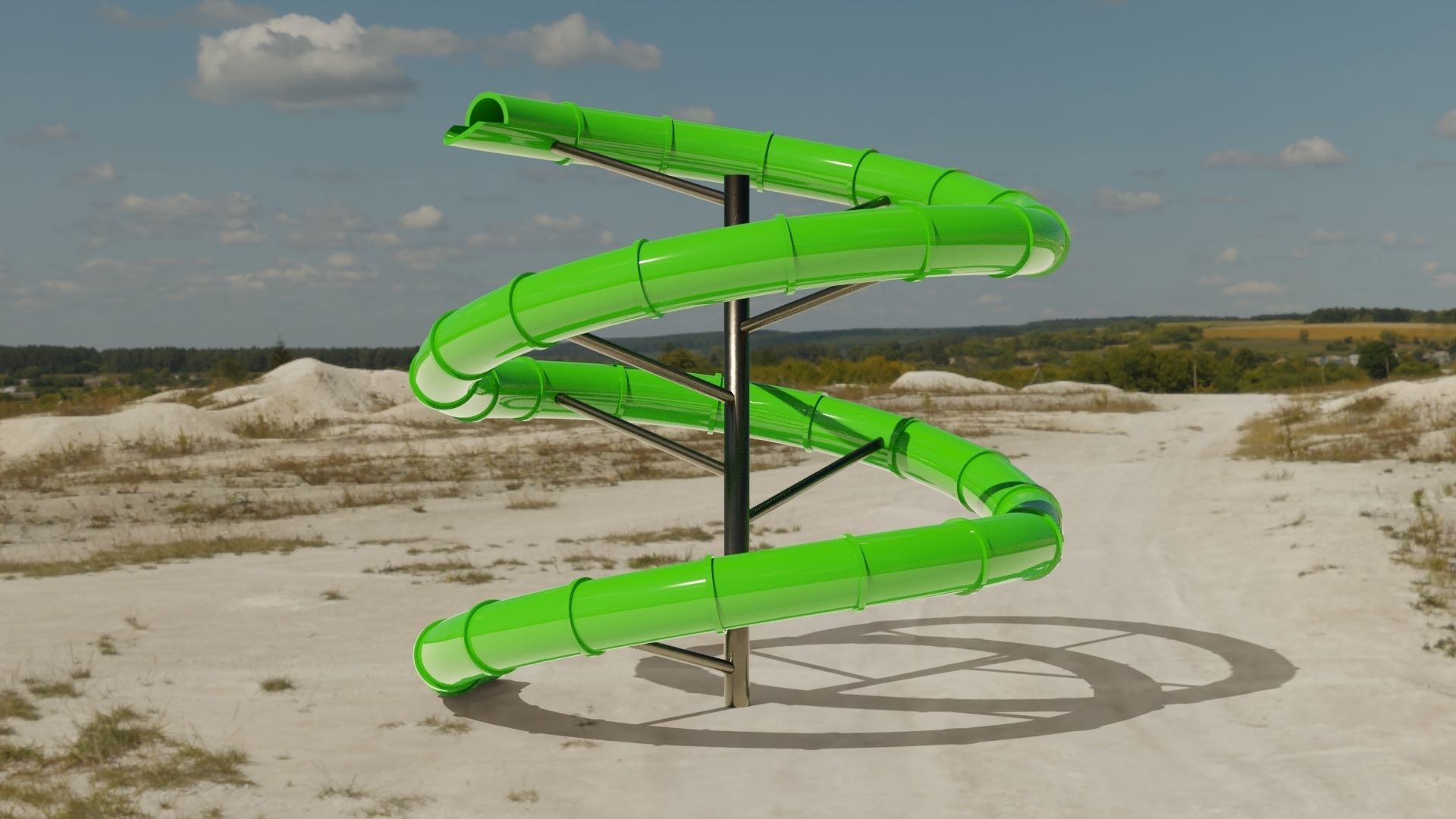 Water Slide Low-poly 3D model_1