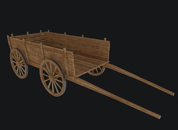 Old Wooden Cart Low-poly 3D model